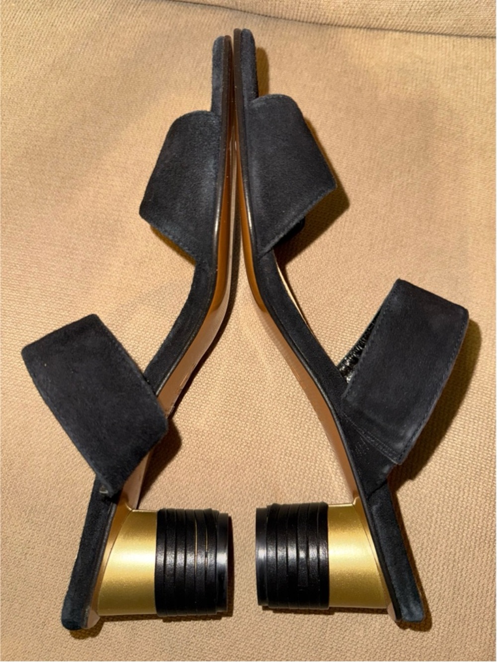 Martinez Black Suede Double-Strap Women's Slide Sandals - Picture 5 of 8